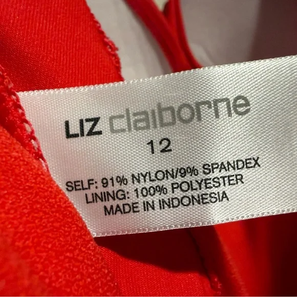 Liz Claiborne One Piece Swimsuit red halter women’s 12 - Picture 7 of 8
